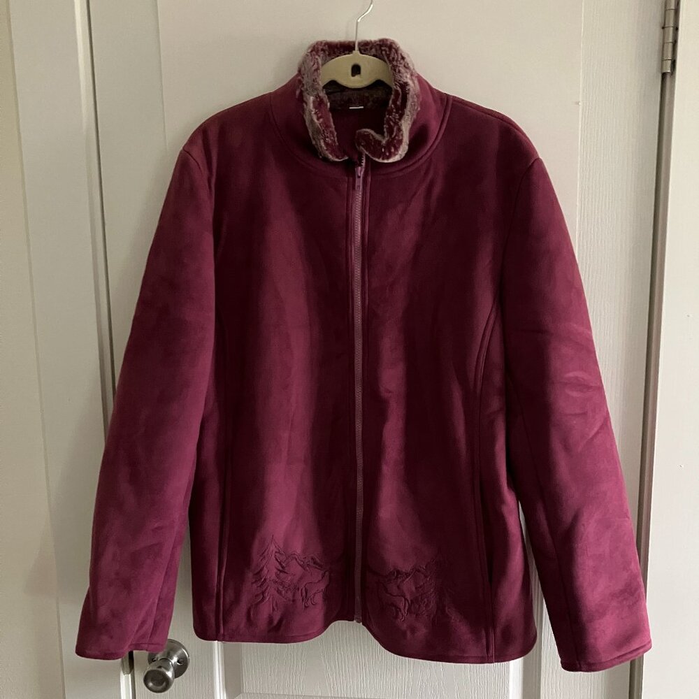 Northern Lifestyles Plum Suede Style Fleece Lined Jacket Full Zip Size X-Large.